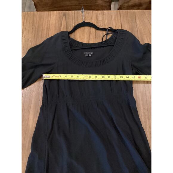 Theory Dazell Charm puff short sleeve Mini Dress Shift Scoop Neck Black Viscose - Picture 4 of 11